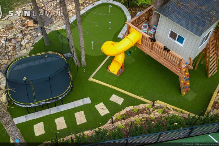 SYNLawn Arizona residential backyard treehouse trampoline