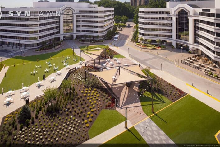 SYNLawn Arizona commercial artificial grass for office buildings plaza courtyards