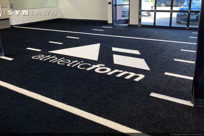 SYNLawn Arizona prefab turf logos for athletic weight room applications